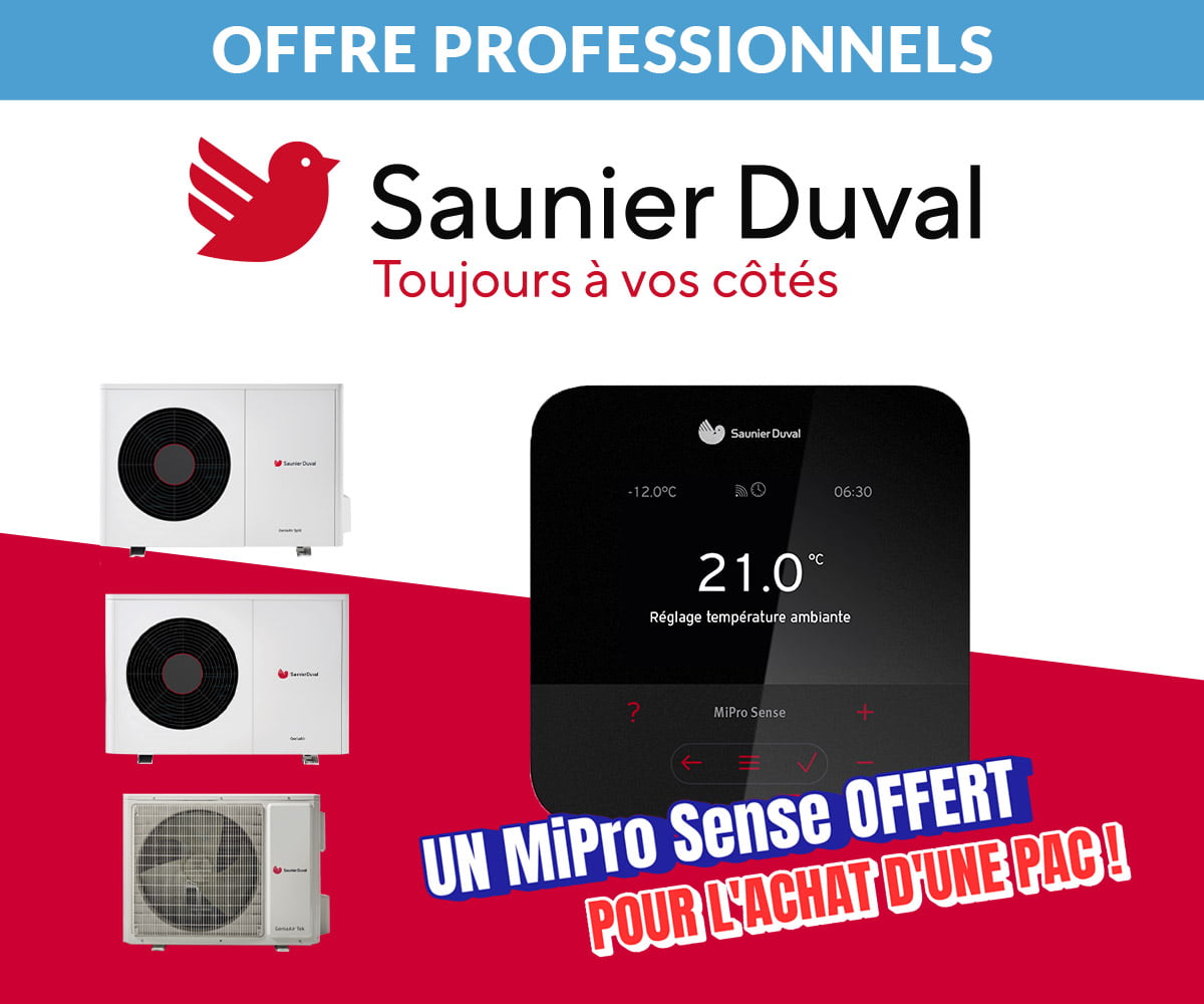 Une pompe à chaleur Saunier Duval achetée, un régulateur MiPro Sense offert